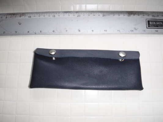 A dark blue pencil case